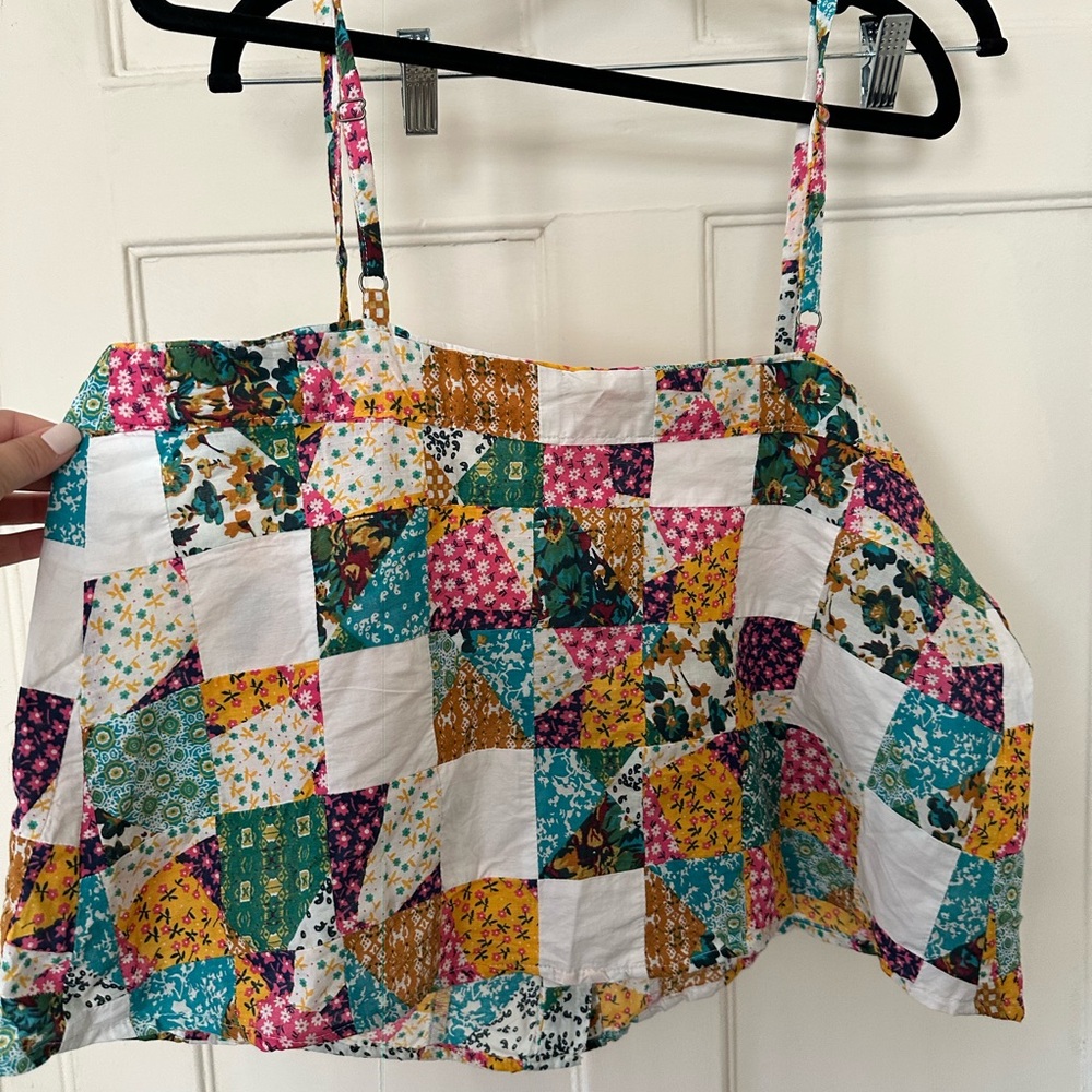 Pilcro patchwork button front top Size Large - image 5